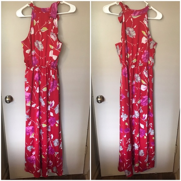 BR Floral Tie Neck Maxi Dress - Picture 2 of 4